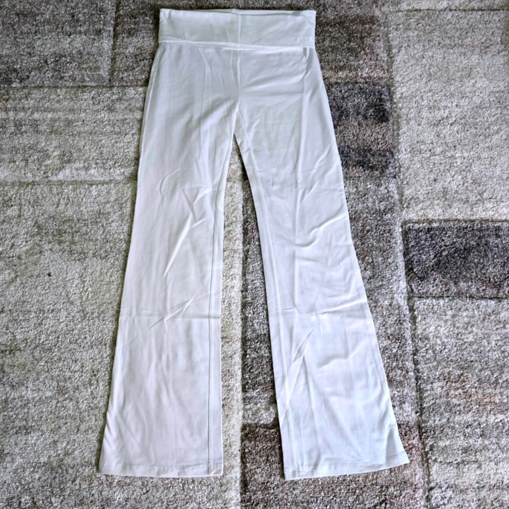 Darc Sport Forever Mark Romy Foldover Pants Cream White Wolves Flared Yoga M